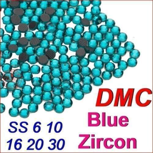 SS6 10 16 20 30 HIgh quality Blue Zircon DMC hot fix rhinestone Iron on Crystal glass Beads Jewelry For Women DIY Clothes motifs