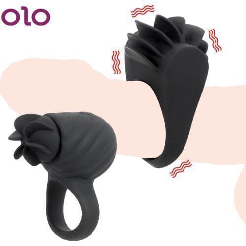 OLO Clitoris Stimulator Delay Ejaculation 3 Speed Cock Ring Sex Toys for Men Vibrator Penis Ring Rotating Tongue Vibrator