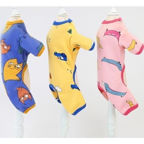 Pet Warm Pajamas Puppy Chihuahua Jumpsuit 4 Sleeves Cotton Romper Dog Costume Leisure Costume for Small Medium Dog Autumn Winter