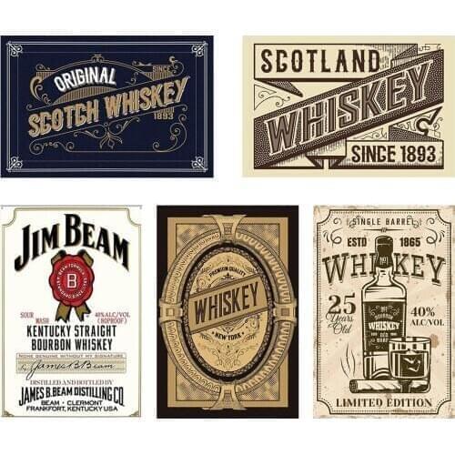 Whiskey Wine Vintage Wall Metal Tin Signs Retro Painting Pub Bar Wall Decorative Plates Poster