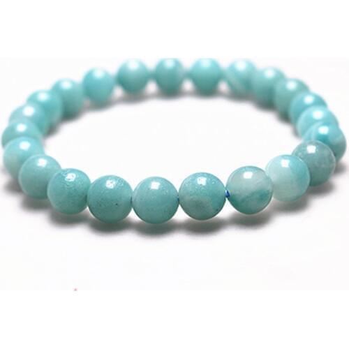 Higth Quality Fashion AA Amazonite Beads Bracelet Round Blue Natural Stone Beads Stretch Bracelets For Women Birthday Gift