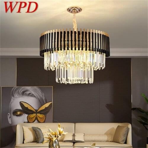 WPD Postmodern Black Chandelier Fixtures Crystal Pendant Lamp Luxury Light Home LED for Living Dining Room