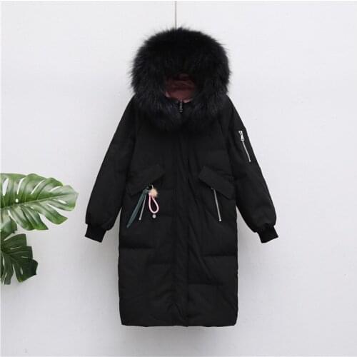 Duck Jackets Woman 2020 New Winter Warm Thick Real Natural Big Fur Collar Hooded Long Casual Slim Coat Down Parka Outerwear