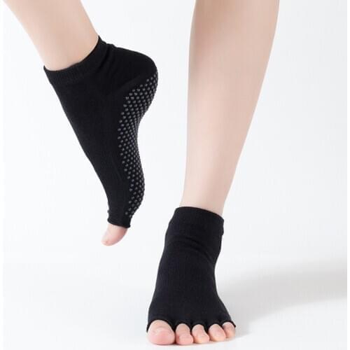 Women Breathable Yoga Backless Five Toe Socks Anti-Slip Silicone Sport Pilates Socks Gym Fitness Ballet Dance Slippers