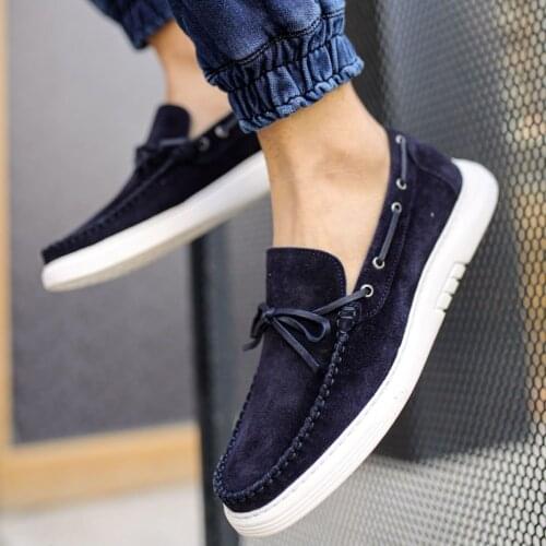 Walkdrive Multicolor Real Leather Suede Comfortable flat Shoes for Men Round Toe metal lock Decoration Causal Shoes Women