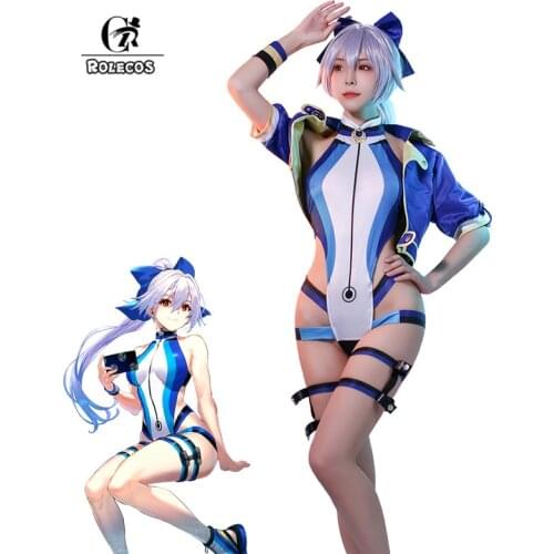 ROLECOS FGO Saber Tomoe Gozen Cosplay Costume Fate Tomoe Gozen Cosplay Costume Women Sexy Jumpsuit Swimsuit Halloween With Coat