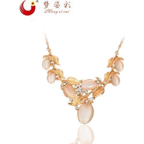 MZC Boho Flower Gold Link Cats Eye Statement Necklaces for Women Big Stone Opal Neckless Collier Bijoux Femme Costume Jewelry