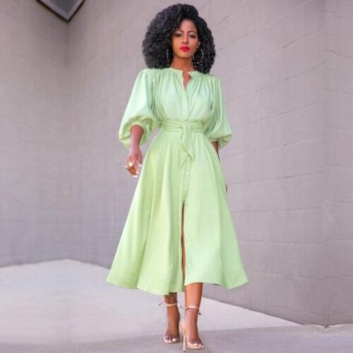 Women Dress High Waist With Sashes A Line Pleated Elegant Female Office Ladies Classy Female Robes Vestidos 2021 African Fashion