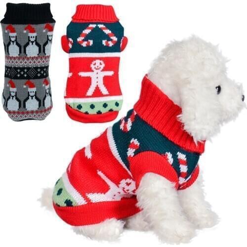 Winter Cartoon Dog Clothes Warm Christmas Sweater For Small Dogs Pet Clothing Coat Knitting Crochet Cloth Jersey Perro