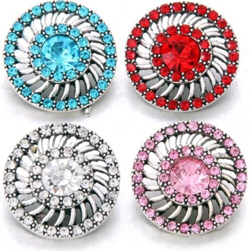10pcs/lot New Snap Jewelry Beautiful Flower 18mm Snap Buttons With Rhinestone Charm Button Fit Snap Bracelets Bangles