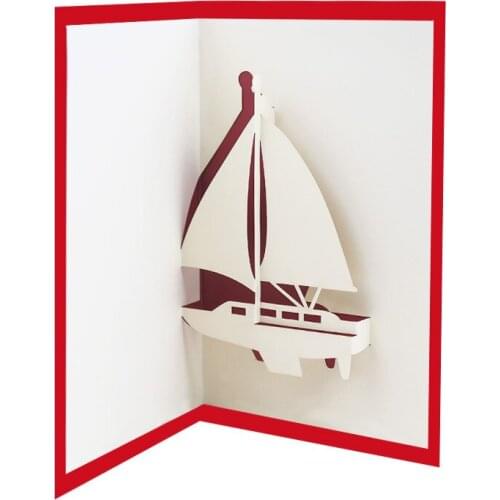 10pcs Wholesale 3D Handmade Flower Vase Sailboat Paper Blessing Greeting Cards PostCard Valentines Day Birthday Creative Gift