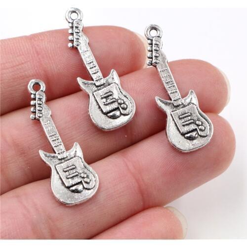 31x11mm 20pcs Antique Silver Plated Guitar Handmade Charms Pendant:DIY for bracelet necklace-Q5-01