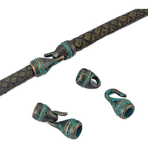 5Sets Antique Bronze Patina Hook Clasp For 5MM Round Leather Cord Bracelet Jewelry Making Accessories Findings