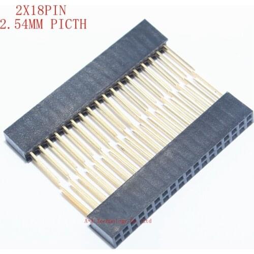 5PCS 2x18 PIN double Row Straight FEMALE PIN HEADER 2.54MM PITCH pin long 11MM Strip Connector Socket 2*18 36 PIN 2x18pin pc104