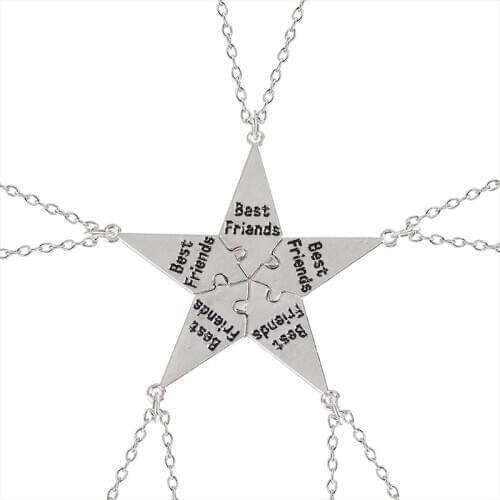 5-piece Best Friend Stitching Necklace Male And Female Students Bff Friendship Pendant Star Metal Choker Jewelry Gift 2020