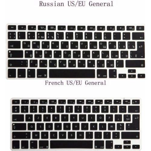 5PCS Keyboard Cover UK EU US General Spanish French English Hebrew Italian ESP Skin for Apple MacBook Pro Air 13 Retina 15