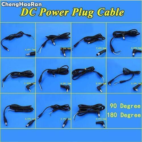 ChengHaoRan 1Pcs Adapter Output Power Cord DC Male Plug with Cable 5.5*2.5/2.1 4.0*1.7 3.5*1.35 2.5*0.7mm for Asus Lenovo