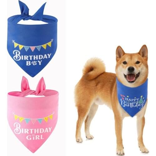 Pet Dog Decorative Collar Birthday Bandanas Puppy Scarfs Bibs Scarfs Cotton Adjustable Pet Puppy Kerchief Dog Accessories