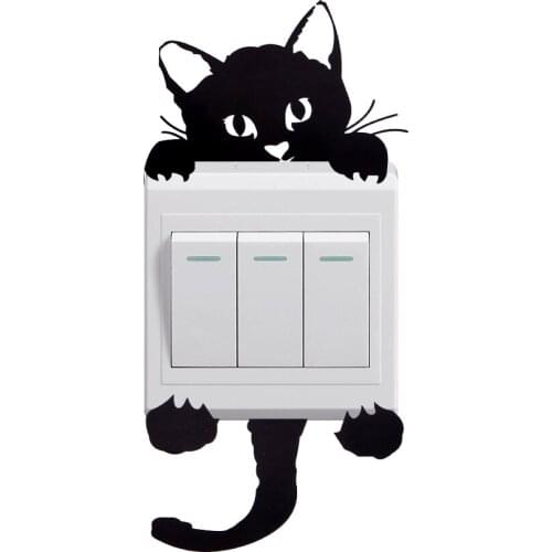 DIY 3D Switch Sticker Cute Cat Wall Sticker Handle Sticker for Kids Room Bedroom Kitchen Bathroom Waterproof and Oilproof