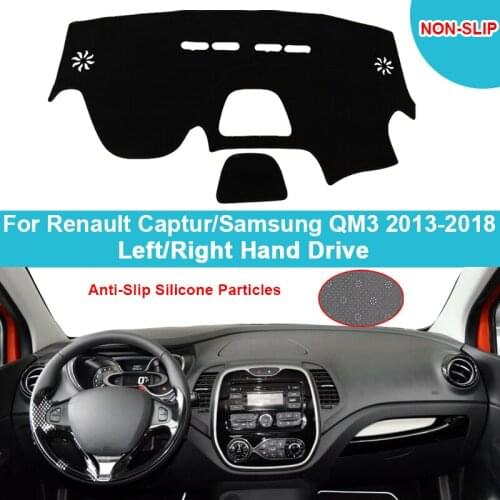 Flannel Suede Polyester Car Dashboard Cover For Renault Captur Samsung QM3 2013 - 2018 Carpet Cape Protector Car Accessories