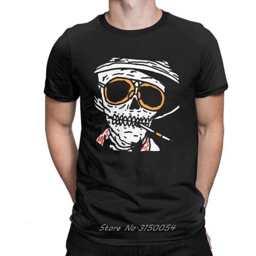 Men T-Shirt Skull Fear And Loathing In Las Vegas T Shirt Summer Cotton Tee Short Sleeve Movie Bat Country Drugs Johnny TShirt