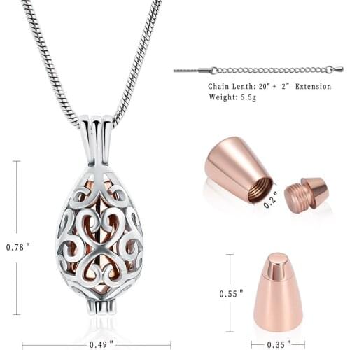 IJD20002 Newest Stainless Steel Cremation Hollow Teardrop Shape Pendant For Ashes Urn Necklace Memorial Keepsake For Jewelry