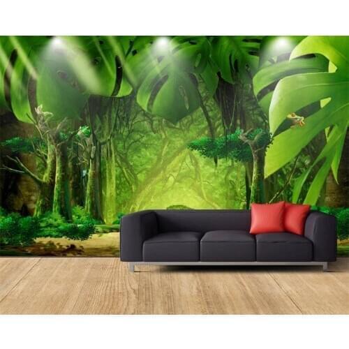 Customized wallpaper large high-quality landscape painting forest banana leaf living room bedroom background wall 3d wallpaper