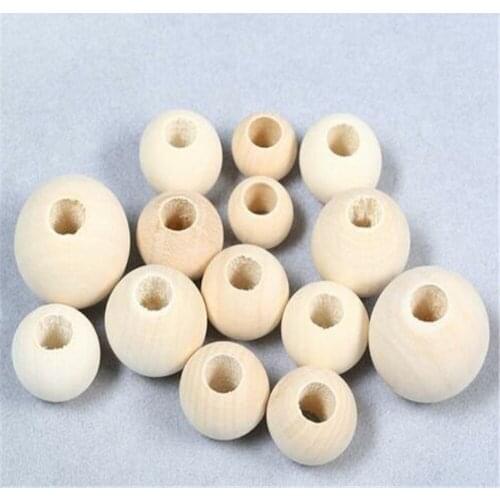 DIY Big hole Beads Natural Wooden Round Beads Loose Beads Handicrafts beading Crafts