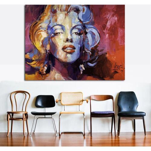 JQHYART Abstract Painting Colorful Marilyn Monroe Vintage Portrait Canvas Painting Wall Art Picture for Living Room Poster Decor