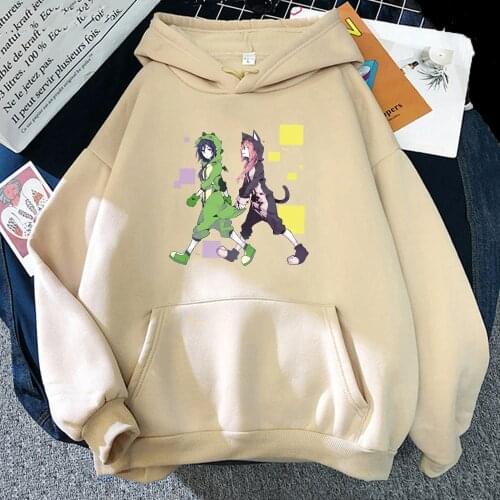 Kawaii Hoodie Carton Cute Girl Dinosaur Anime Colors 12 Harajuku Casual Clothes for Teens Women Long Sleeve Oversized Sweatshirt