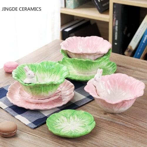 Pastoral cabbage series ceramic plate kitchen cute home cartoon fruit salad snacks dessert cake storage decorative tableware