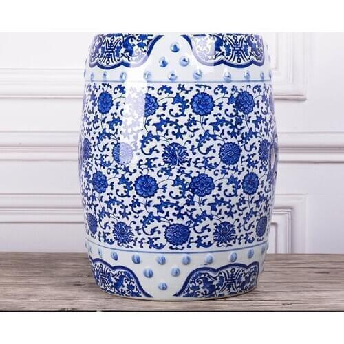 Jingdezhen Ceramic stool Outdoor Benches Blue And White Landscape Lotus Drums Stools Dressing Changing porcelain ceramic stool