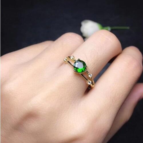 Diopside ring Free shipping Natural green diopside 925 sterling silver Fine jewelry ring For men or women