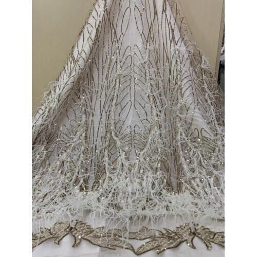 Beautiful African tulle mesh lace fabric with feather SYJ-11296 African embroidery french lace fabric