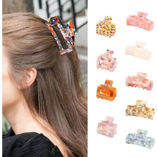Sweet Small Mini Hair Claws Clip For Women Tortoiseshell French Design Barrette Acrylic Geometric Hairpins Hair Accessories
