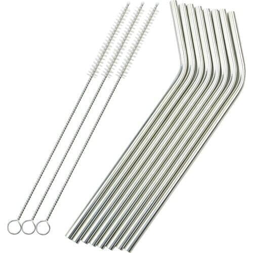 Reusable metal straws, high temperature resistant stainless steel folding straws, party bar accessories with cleaning brushes