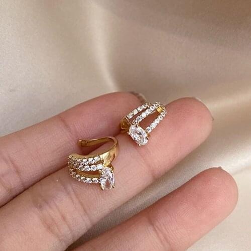 Fashion Clip on Earrings Fake Piercing Full Crystal Spiral Earcuff for Women Punk Party Accessories Ear Cuff Jewelry