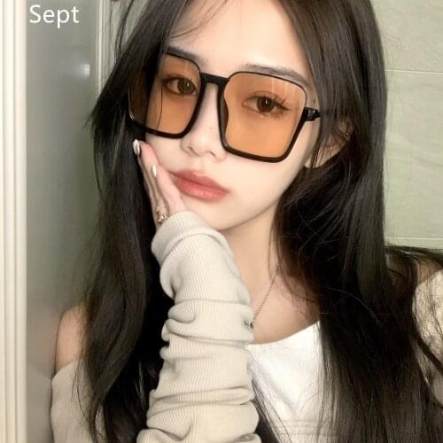 Fashion Square Glasses Frame Retro Large Frame Flat Glasses Oversized Shaded Ladies Sunglasses Female Unisex