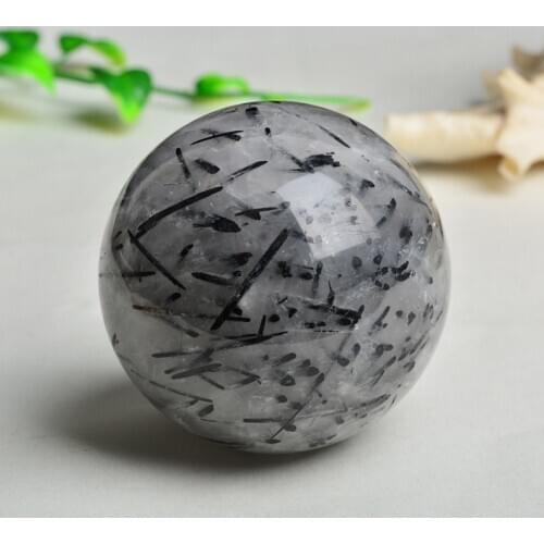 Natural black tourmaline crystal ball black crystal crystal ball crystal transparent tourmaline thick and strong evil