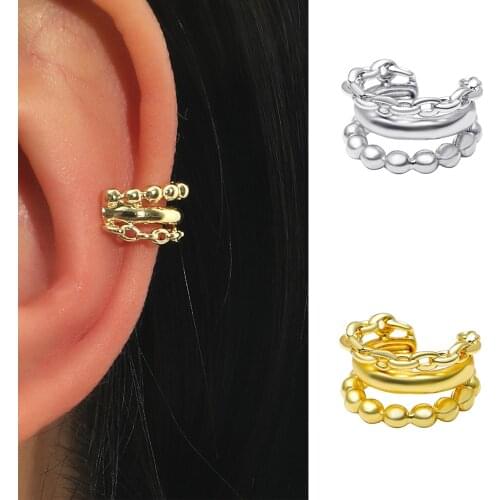 1 PCS Simple Geometric Alloy Open C Shape Ear Non Pierced Clip Earring Trendy Small Gold Color Ear Bone Cuff Earring Jewelry