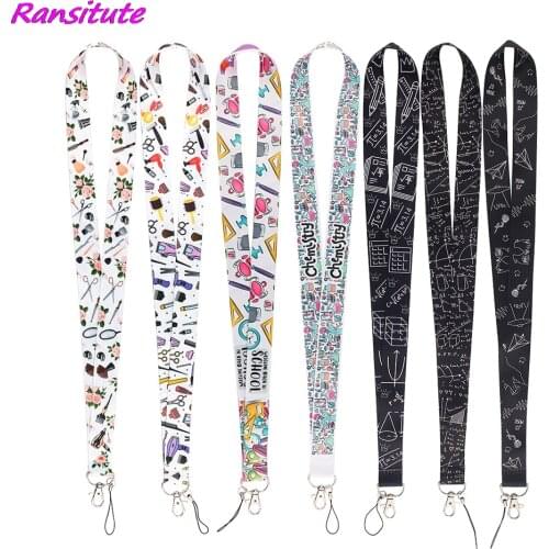 Ransitute R2144 Barber Tool Mathematical Formula Stationery Lanyard Card Holder Student Hanging Neck Mobile Phone Lariat Lanyard