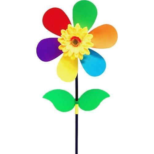 Colorful Sunflower Windmill Wind Spinner Pinwheel Garden Yard Decoration Kids DIY Toy Outdoor Gift