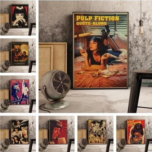 Classic Movie Pulp Fiction Retro Art Decor Poster Bar Cafe Wall Home Decor Quality Canvas Painting Living Room Bedroom Poster
