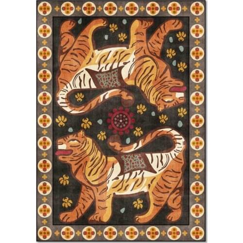 Retro Tiger pattern Carpets for Living room Bedroom Area Rugs Cartoon 3D Printing Kids Game Crawl Floor Mat Child Room Play Rug