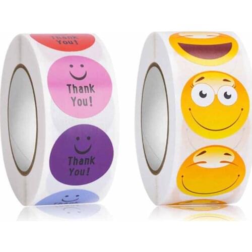 Smiley Face Thank You Sticker 500 Pcs for Kids Reward Sticker Yellow Dots Labels Happy Smile Face Expression Sticker Kids Toys