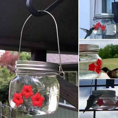 Garden Hummingbird Feeder With 3 Flower Holes For Outdoors 475ml Hanging Design For Birds Lover Кормушка Для Птиц Gadget Nw