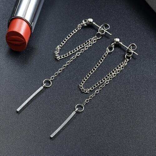 Korean Version Of Jewelry Earrings Tassel Fashion Retro Long Earrings Chain Metal Texture Earrings Wholesale Dangle Earrings