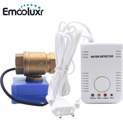 Leak Alarm Water Detector House Security Water Leaking Sensor with Auto Close Valve 1/2" BSP Brass Valve Smart Home