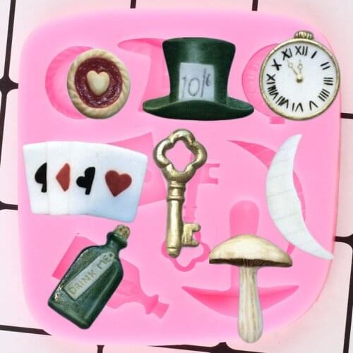 Magic Series Silicone Mold Playing Cards Hat Pocket Watch Fondant Cupcake Topper Molds Chocolate Baking Candy Resin Mould