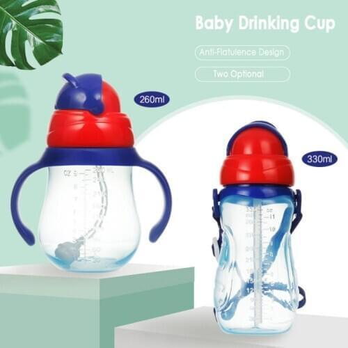 Straw cup PP water cup cartoon strap childrens kettle baby water bottle baby leak-proof childrens strap training kettle